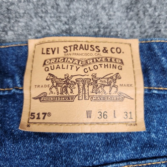 Vintage Levis 517‎ Jeans Mens 36x31 Blue Denim Bootcut Made USA Orange Tab 90s - Picture 5 of 15
